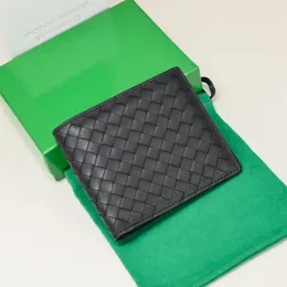 Top Men's Bi-Fold Wallet Authentic Leather Sheepskin Fashion Minimalist Luxury Brand Design Handmade Wallet Black Blue 10 Card Slots 2023 New