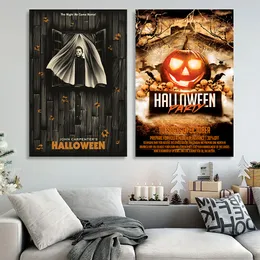 Inne imprezy imprezowe zapasy prezent Halloween Michael Myers Classic Horror Movie Collage Plakat Plakat Malowanie Art Canvas Wall Pictures Dekorowanie domu 230804