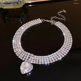 Ras du cou coréen strass collier pour femmes Sexy cristal coeur collier 2023 mariée fiançailles bijoux accessoires