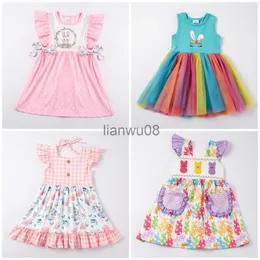 Girl's Dresses Girlymax Easter Spring Baby Girls Bunny Plaid Tutu Dress Stripe Boutique Clothes Knee Length x0806