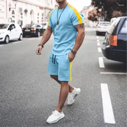 Herrespår Summer Solid Color Tracksuit 2 Pieces T-shirt Shorts Casual Stylish Sweatersuit Set Fashion Jogging Suit Streetwear Outfit