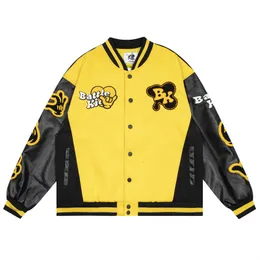 Męskie kurtki Hip Hop Baseball Kurtka Mężczyzn Anime Katroon Haft haft japońskie streetwear College Varsity Harajuku Bomber Fashion Biker Płaszcz 230804