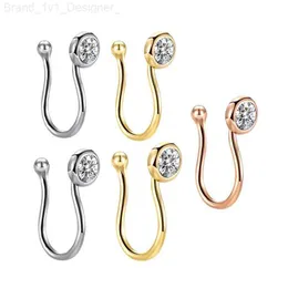 Nose Rings Studs Stainless Steel Heart Clip On Nose Ring Star Fake Nose Piercing Clip On Cross Nose Clip Fake Jewelry Faux Piercing Nez L230806