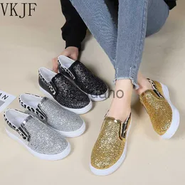 Klänningskor Spring Autumn Women's Casual Flats Female Zip Sport Shoes Woman Sneakers Platform Vulcanized Women Bling Crystal Loafers 36-43 J230806