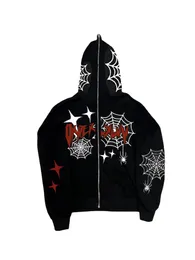 Kvinnors hoodies tröjor kvinnor y2k överdimensionerad hoodie tröja gotisk spindel web grafisk jacka halloween streetwear punk tröja 230804