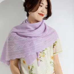 Accanlar moda ve modaya uygun kadınlar içi oyuk out shawl bilgisayar örgü 100 saf yün eşarp ince stil