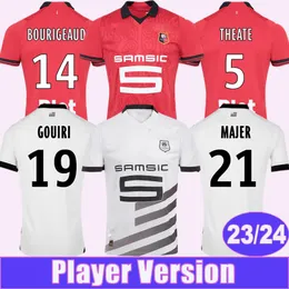 2023 24 Stade Rennais Terrier Bourigeaud Player Version Mens Soccer Jerseys Doku Theate Kalimuendo Gouiri Majer Santamaria Home Red Away Football Shirts