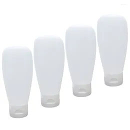 Aufbewahrungsflaschen 4 Stück 100 ml Kunststoffdeckelbehälter Make-up-Lotion-Zubehör für Reiniger (weiß)