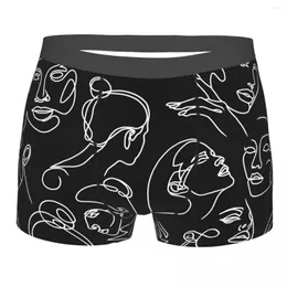 Caleçon Dessin abstrait de visages de femmes avec des lignes blanches sur une culotte respirante Sous-vêtement masculin Short imprimé Boxer Briefs