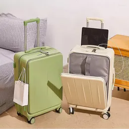 Suitcases 20/22/24/26/28 Inch Front Laptop Pocket Suitcase Multi-function Travel On Wheels USB Women PC Password Luggage