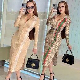 Frauen Casual Kleid 2023 Herbst Neue Mode Lässig Sexy Hohe Qualität Hemd Kragen Split frauen Kleid Luxus Marke frauen Kleider