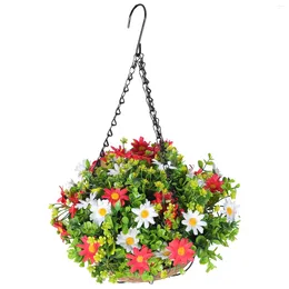 Fleurs décoratives suspendues pot de fleurs panier de jardinage paniers artificiels pendentif fer extérieur
