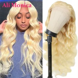 Body Wave Honey Blonde 4x4 Lace Closure Peruka ludzkie włosy długie 13x1 T częściowe peruki dla kobiet Remy Brazylijczyk 613 Koronna peruka tanie