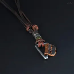Pendant Necklaces 1Pc Handmade Vintage Leather Triangle Necklace Rope Chain Men&Women Punk Jewlery Accessories Wholesale