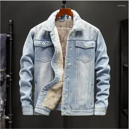 Men's Jackets Warm Fleece Denim Jacket Winter Men Fashion MensJean S Outwear Male Cowboy Top Coat Plus Size 5XL