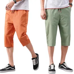 Pantaloni da uomo Summer Harem Cropped Pantaloncini sportivi casual in cotone sciolto Lunghezza al polpaccio 5 colori Taglia M-5XL