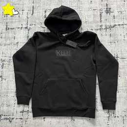 Mężczyźni kobiety hip -hopowe luźne luźne hafty haftowe kith z kapturem Najlepsza jakość polaru Kith pullover czarne różowe bluzy z tagiem t230806