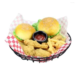 Storage Baskets Fast Food French Fries Organizer Metal Frying Net Box Bread Hamburger Holder Stand Basket