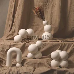 مزهريات Vilead Ceramic White Ballon Round Flower Vase Nordic Creative Creative Plain Decoration غرفة المعيشة إكسسوارات ديكور سطح المكتب X0806