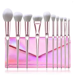Makeup Brushes Set 10pcs Metallic Pink Beauty Make Up Brush Soft Blush Powder Foundation