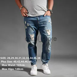 سراويل جينز للرجال ممزق للرجال Blue Black Denim Mens Jean Homem Hip Hop Plus Size Size 44 46 48 Mens Uomo Fashions Jogger Pants J230806