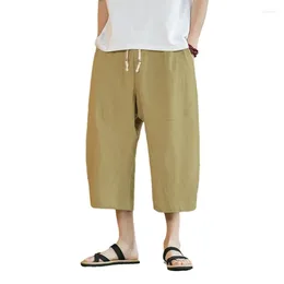 Pantaloni da uomo Douhoow Lino Capri Summer Comodo Harem largo Casual con coulisse Yoga Capri da spiaggia maschile all'ingrosso