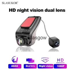 CAR DVRS ADAS Nocne widzenie Full HD 1080p Car DVR kamera automatyczna rejestrator wideo podwójny obiektyw Camcorde rejestrator kamera 32G 64G USB Widok z tyłu x0804 x0804