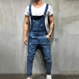 Männer Jeans Männer Zerrissene Casual Overall Overalls Jeans Rüschen Zerrissene Taste Mode Tragen Loch Männer Denim Jeans Für Mann J230806