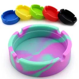 Eco-Friendly Silicone Soft Round Ashtray Ash Tray Case Luminous Portable Fluorescent Anti-Scalding Cigarette Holder