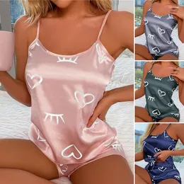 Pigiama da donna sexy da donna Lenceria in raso 2 pezzi Pigiama Set Lingerie senza maniche Babydoll Pigiama estivo Ghiaccio Seta Cami Top Pantaloncini Completo da notte 423