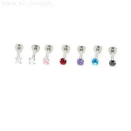 Zircon Lip Bar Gem labret Stud Monroe Ring Tragus Colors Helix Conch Brosk Earring Piercing Steel Internt Thread L230806