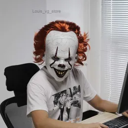 Korkunç Joker Pennywise Maske Stephen King Cosplay Palyaço Killer Kafatası Led Lateks Korku Kask Partisi Kostümleri T230806