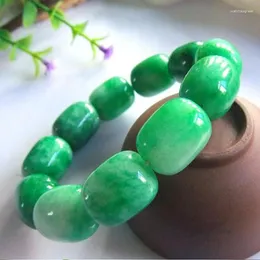 Strang Smaragd Jade Armband Männer Frauen Echte Natürliche Grüne Jade Stein Armreifen Mode Femme Handgemachte Armbänder Schmuck Zubehör