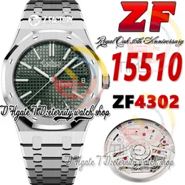 ZF APS15510 50-летие A4302 Automatic Mens Watch 41-мм ультра-тонкий 10,5 мм зеленые текстурированные маркеры на циферблате.