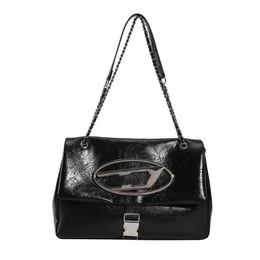 Bolsa de ombro feminina com corrente de grife de moda bolsa de mão de grande capacidade preto branco prateado cor Ruan21711