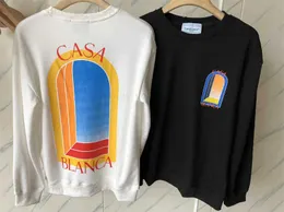 23SS Wersja na najwyższym poziomie Casablanca Castle Bluzy Mężczyźni Kobiety Czarny biały Terry Crewneck Casa z kapturem z kapturem T230806