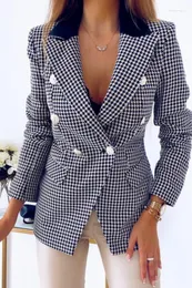 Women's Suits 2023 Fall Fashion Double-breasted Bird's-eye Suit Jacket Women