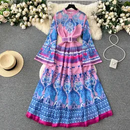 Sukienka w stylu retro w stylu etnicznym wiosna i lato rozszerzone rękawy w tali