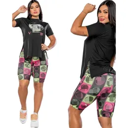 Designer Two Piece Pants Tracksuits Women Casual T-shirt och Shorts Set Daily Outfits Free Ship