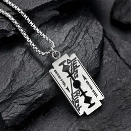 Pendant Necklaces Punk Hip Hop Stainless Steel Neck Chains For Men Women Razor Blade Necklace Rock Collares Male Streetwear Cool