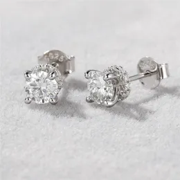 Stud Earrings BOAKO Wedding Bouquet 0.5 CT Moissanite 925 Silver Non-allergic D Color Jewelry Engagement Gift