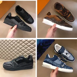 Män rörelse casual skor äkta läder snörning tryckning mode klassiska sport löpskor sneakers figurer tryckt svart blå brun storlek 38-46