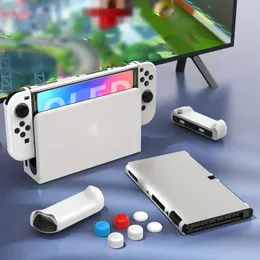 Für Switch OLED-Hülle für Nintendo Switch OLED-Modell, andockbare PC-Schutzhülle für Switch OLED-Modell mit komfortabler Joy-Con-Griffhülle und 6 Daumenstickkappen