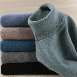 Män tröjor män tröja ren ull stickad pullover vinter ankomst fasion turtleneck jumep man tick claguler toppar 8 färg