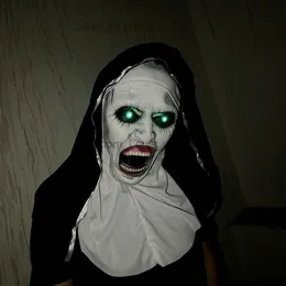 Die Nonne Latexmaske mit Kopftuch Kruzifix Terror Gesichtsmasken Scary Cosplay Thriller Antifaz Para Fiesta Horror Mascara Cross T230806