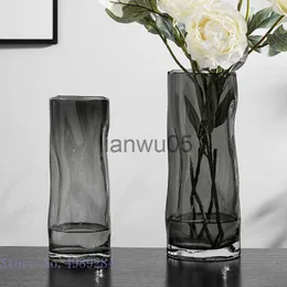 Vaser Kreativitet Glas Vase Transparent Fold Lines Cylindrical Hydroponic Flower Arrangement Tillbehör Hemdekoration Flower Vase X0806