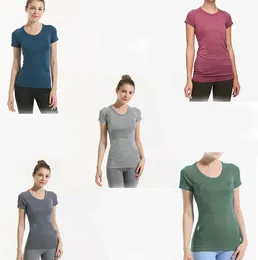 LulLu-212 Yoga dress solid color t-shirt t-shirt sexy fast dry dance rhyme gym exercise morning running round-neck short-sleeved TS Original