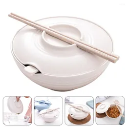 Skålar Instant Noodle Bowl Chopstick Rice Udon Ramen Chopsticks Choptick Spoon Bamboo Noodles Sallad Lid