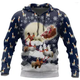 Męskie bluzy alpaca sanki Santa 3D Women Men Men Men świąteczne sweter zabawne bluzy/bluza/kurtka cosplay kostiumów