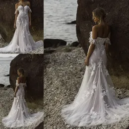 2023 New Style Mermaid White Lace Appliques Off the Shoulder Wedding Dresses Vestidos Fiesta de Noche 328 328
